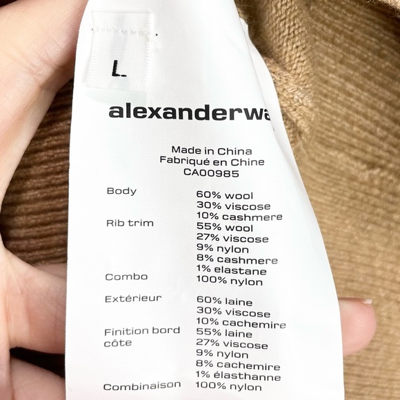 Alexander Wang Cropped Drape Neck Sweater In Tan Large - Picture 8 of 10